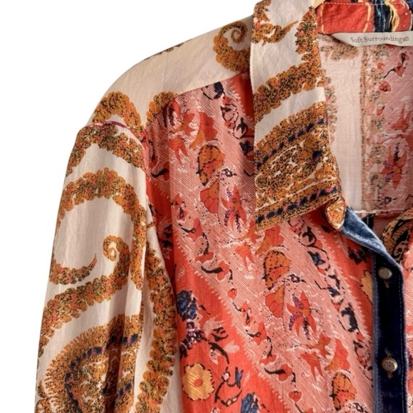 Soft Surroundings Long Flowy Blouse Boho Tunic Beach Coverup Casual Summer Top M - Picture 5 of 12